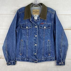 Vintage Columbia Denim Trucker Jacket Mens M Corduroy Collar Button Up Jean 90s